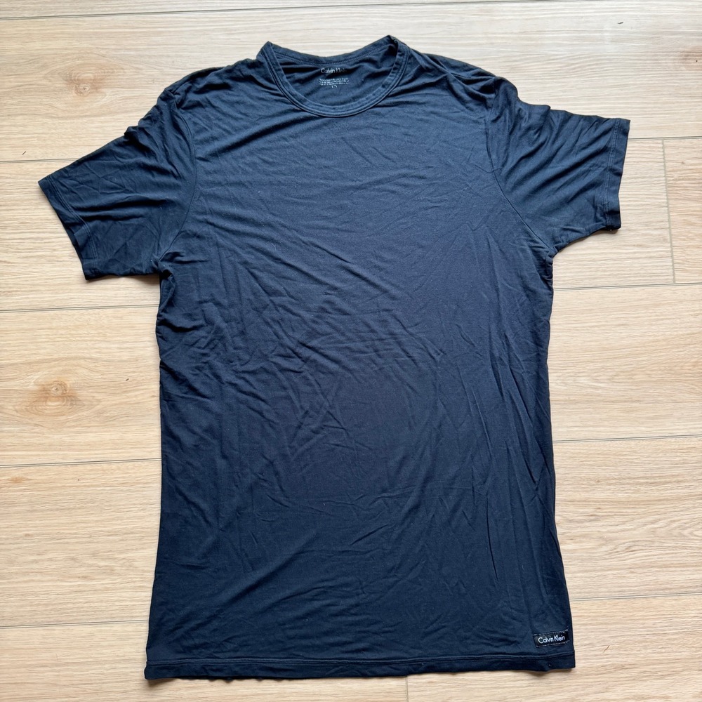 Calvin Klein Mens Black Modal Lycra Blend Crew Neck T-Shirt Size Large L